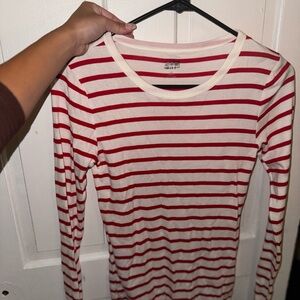 Striped Red and White Long Sleeve Top